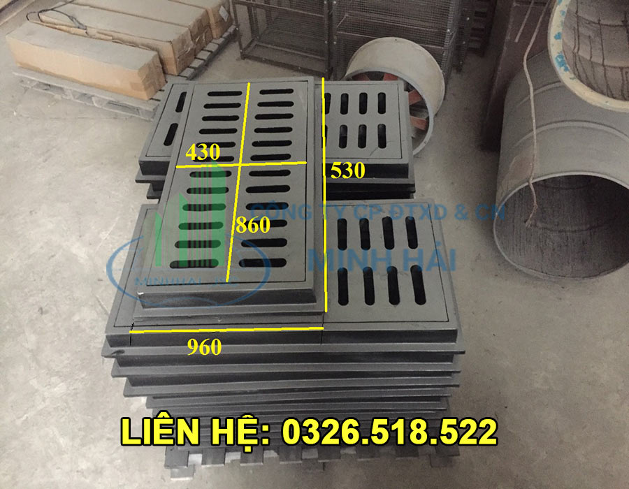 Bộ song chắn rác composite kèm khung kích thước 960x530 mm