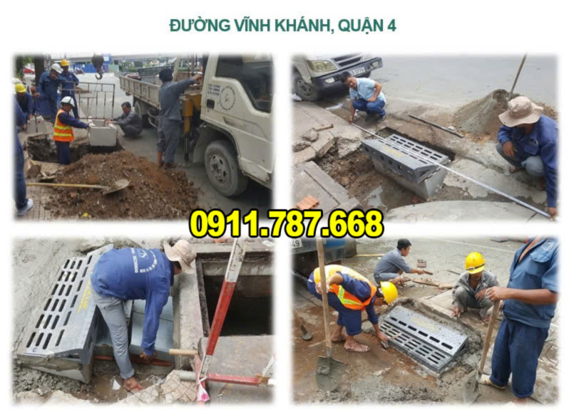 Thi công bó vỉa gang cầu dạng xiên Minh Hải tại công trình đô thị thực tế