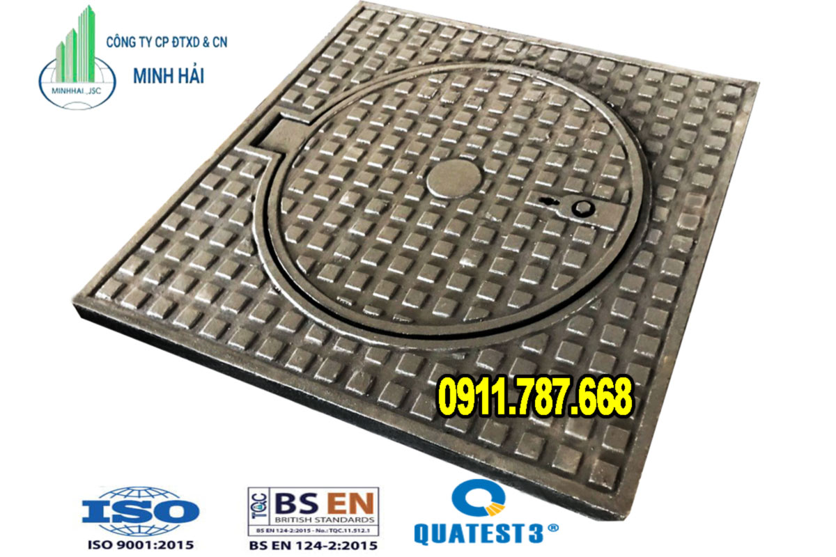 Nắp hố ga gang Minh Hải tiêu chuẩn BS EN124 chịu tải cao cho công trình hạ tầng