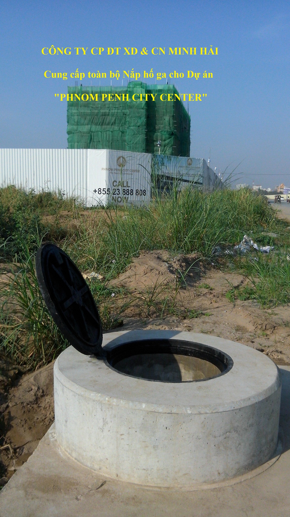 Nắp hố ga thân tròn Minh Hải lắp đặt thực tế tại công trình