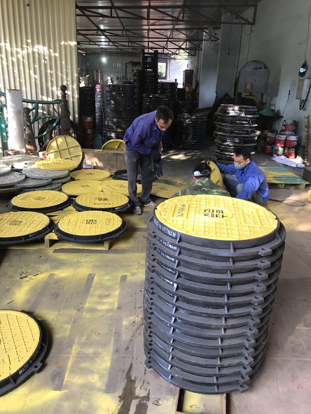 Nắp hố ga thân tròn Minh Hải tại nhà máy sản xuất