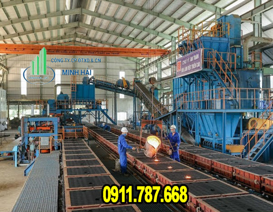 Nhà máy sản xuất nắp hố ga gang cầu Minh Hải với dây chuyền đúc hiện đại