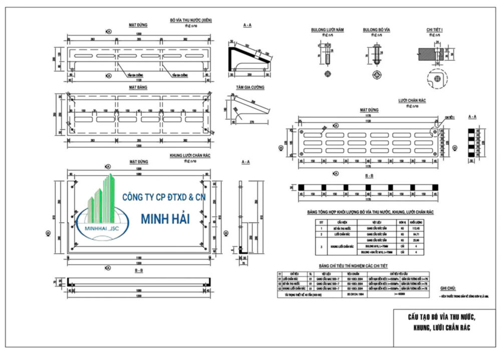 Lưới Chắn Rác 1170x253x50mm Gang Cầu | Báo Giá, Kích Thước, Bản Vẽ | Minh Hải