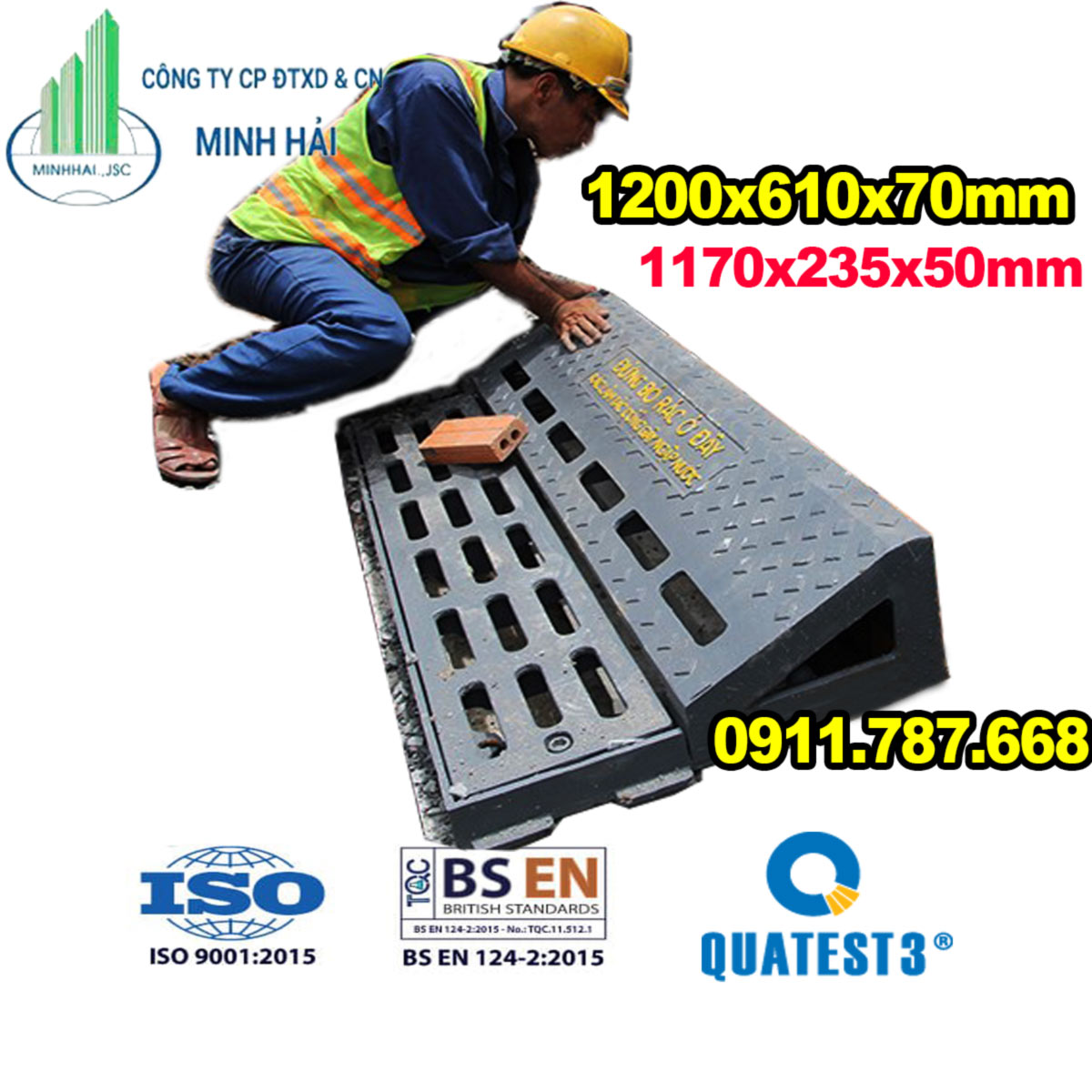 Bó Vỉa Gang Cầu Dạng Hộp Xiên BV-GC01 | Cấu Tạo, Bản Vẽ, Báo Giá | Minh Hải