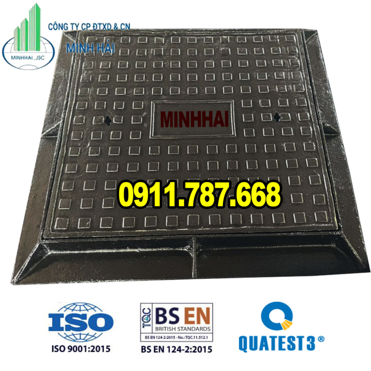 Nắp Gang Hố Ga Vuông - Kích thước 900x900mm [Minh Hải]