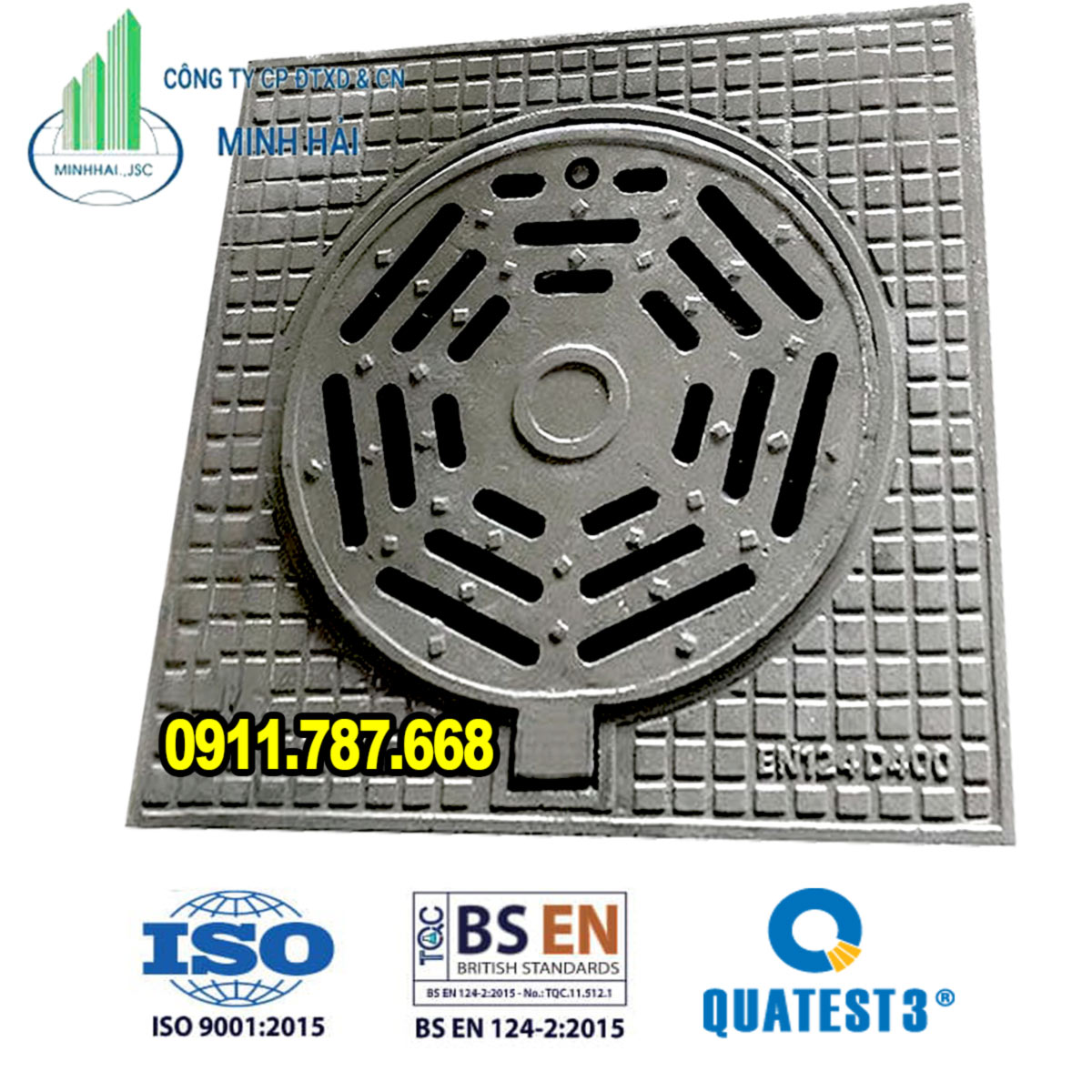 Nắp Hố Ga Gang Thu Nước 900x900 - Khung Dương | Sẵn Hàng Minh Hải