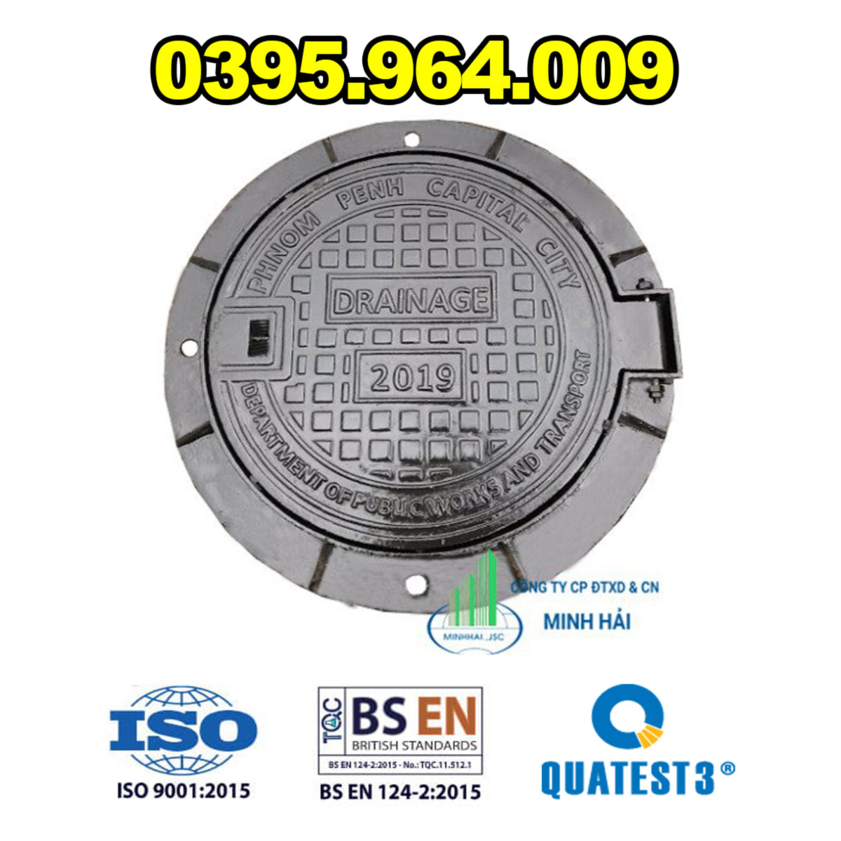 Báo giá nắp hố ga gang tròn KT Ø850xØ650mm cho công trình cầu đường