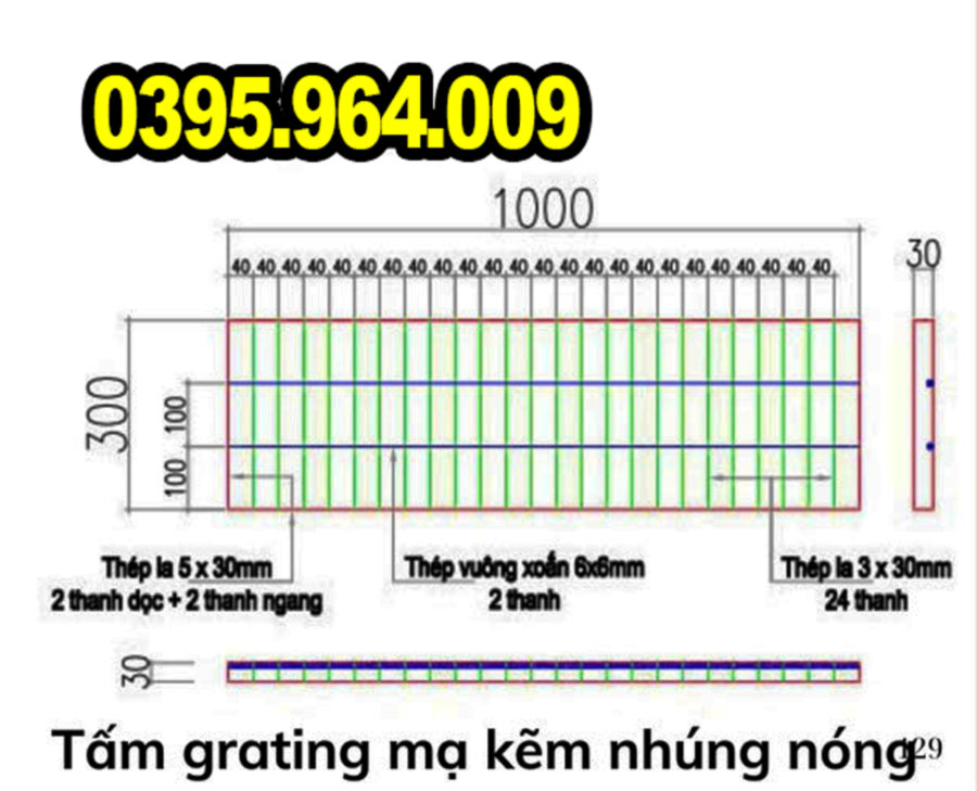 [Báo giá mới nhất 2026] Tấm grating thép mạ kẽm 1000x300mm | Tiêu chuẩn ASTM A123