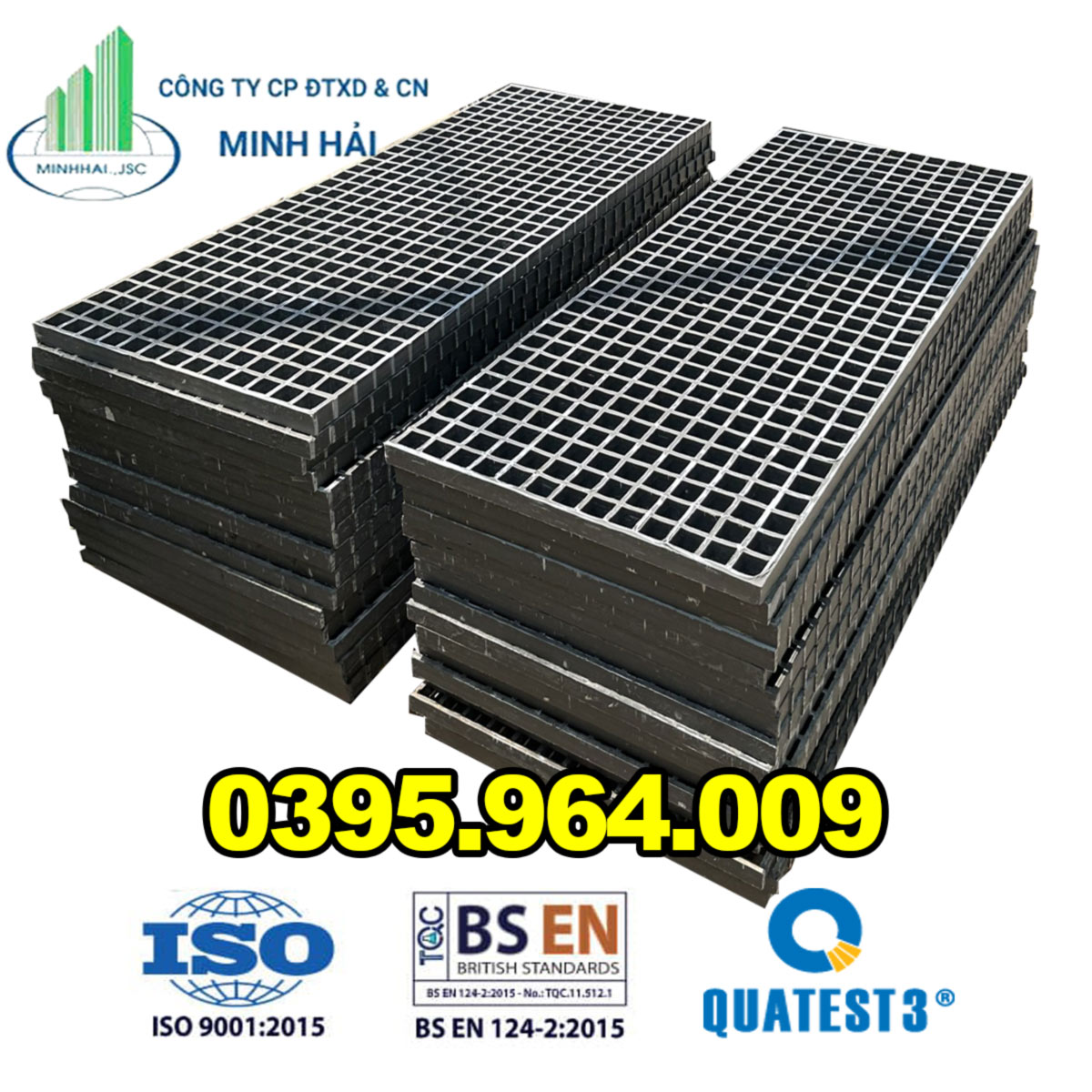 Bán tấm composite FRP | Ô vuông 38x38mm | Nhận đặt hàng theo yêu cầu 2026
