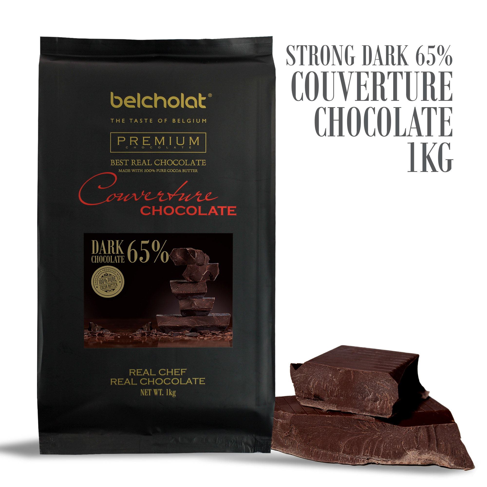 Strong Dark Couverture Chocolate 65% / Block 1kg