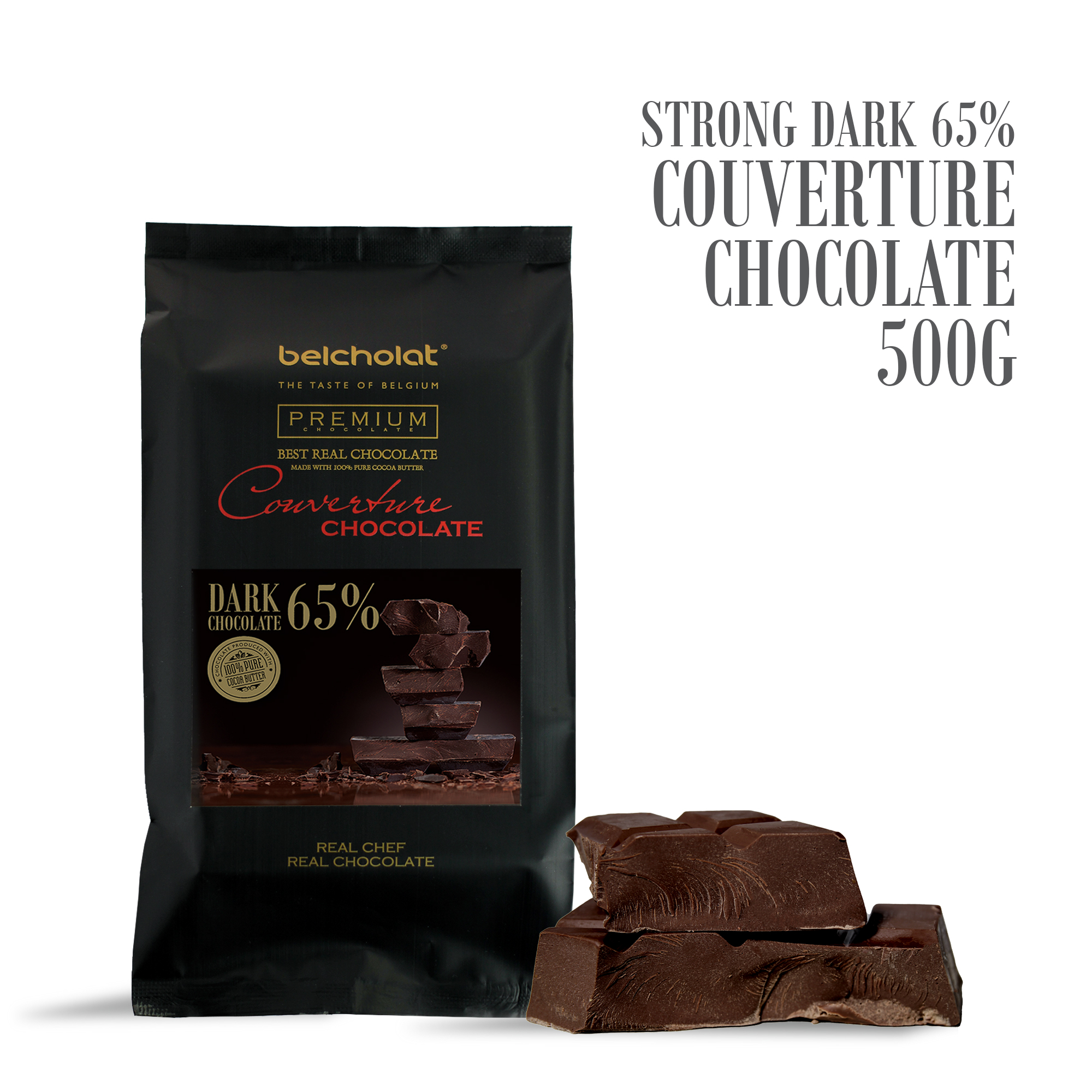 Strong Dark Couverture Chocolate 65%/ Block 500g