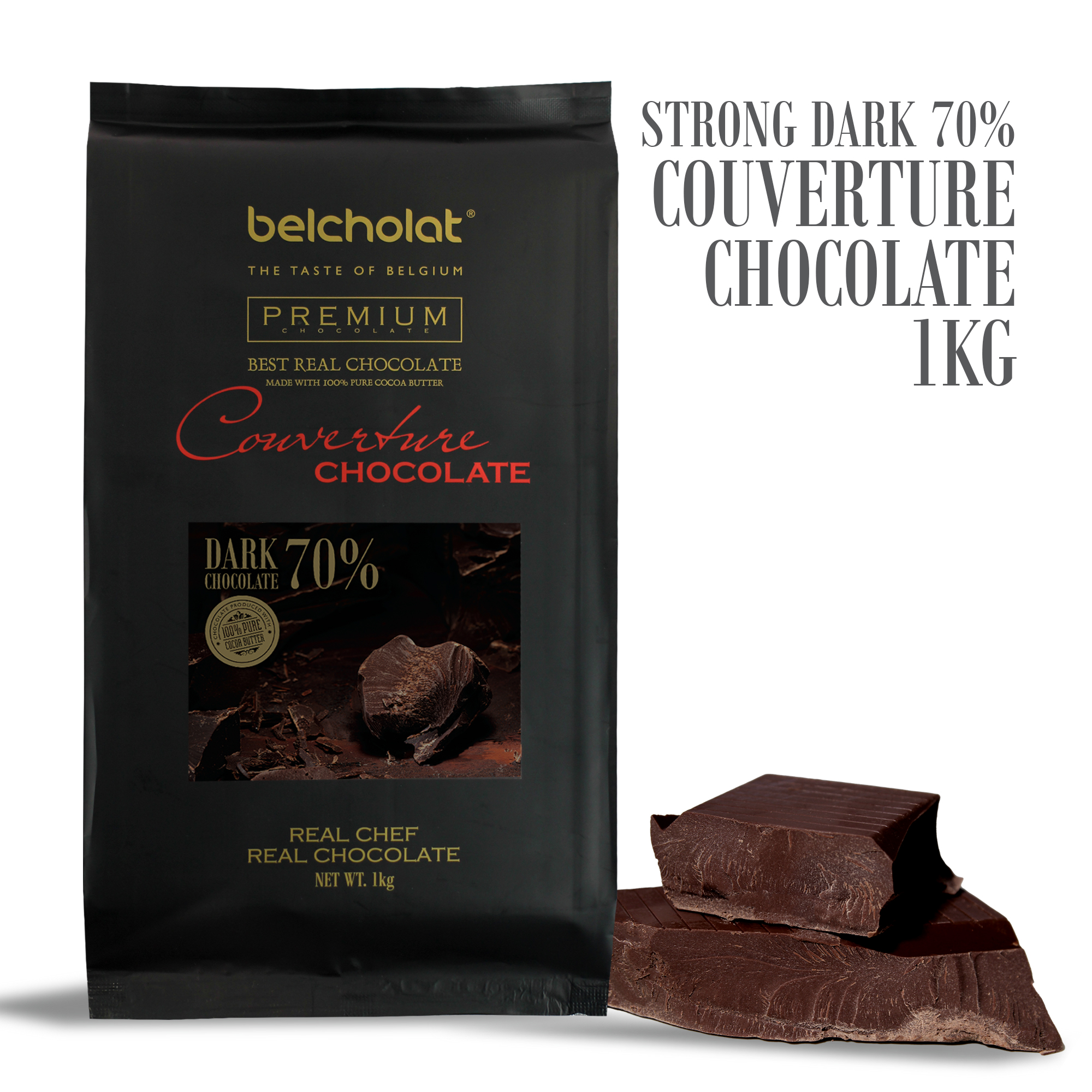 Strong Dark Couverture Chocolate 70%/ Block 1kg