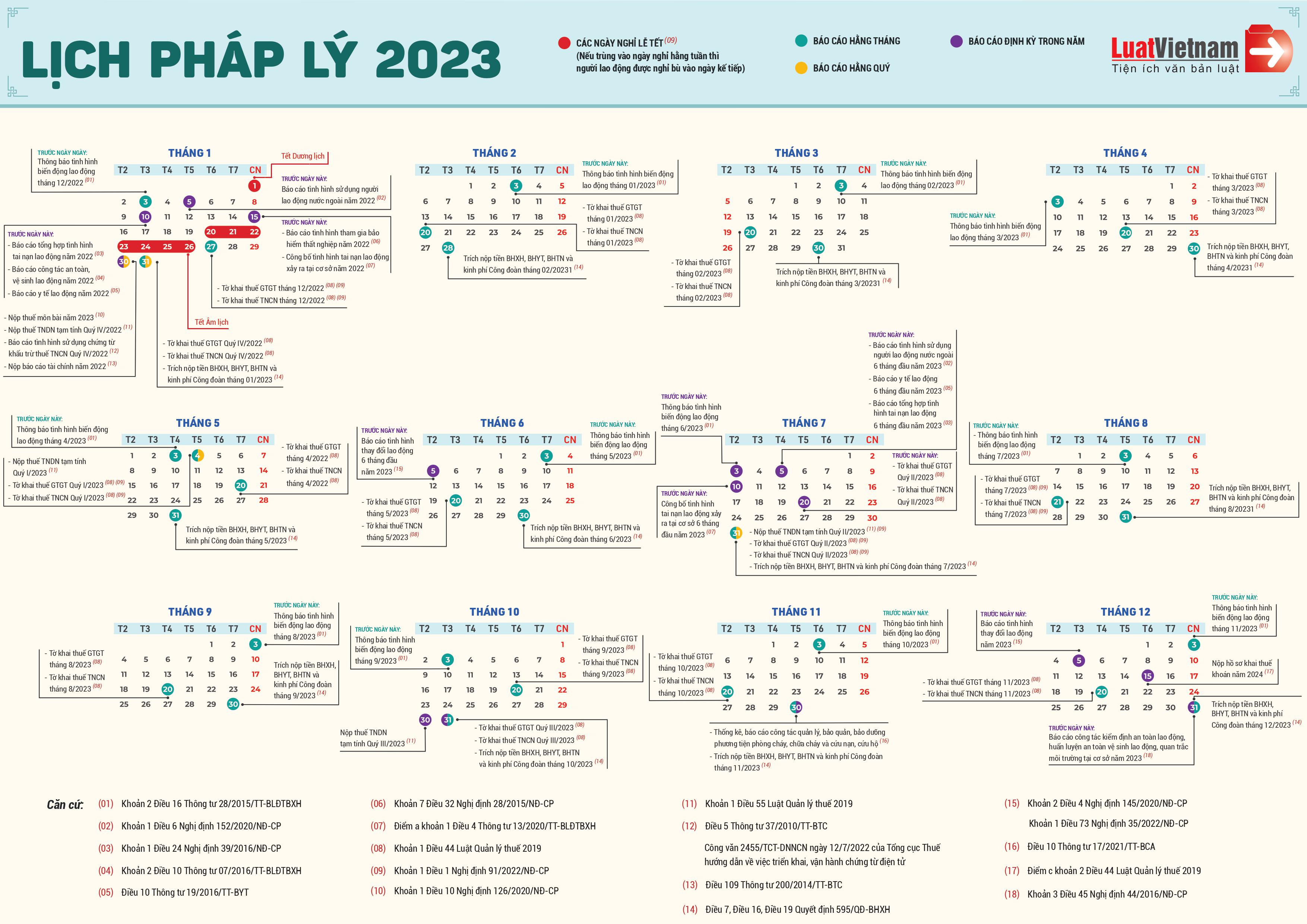 Lịch pháp lý 2023