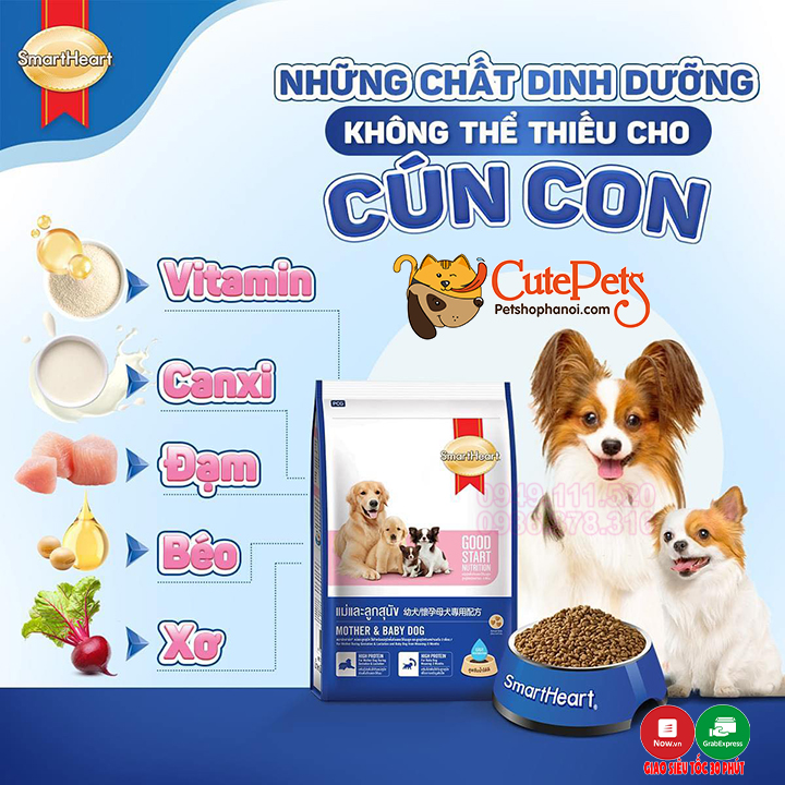 Hạt cho chó Smart Heart Mother Baby Dog 15kg Thức ăn cho chó bầu và chó sơ sinh - CutePets Cutepets - Pet shop & Grooming Spa Thú cưng Hà Nội Hạt cho chó Smart Heart Mother Baby Dog 15kg Thức ăn cho chó bầu và chó sơ sinh - CutePets Cutepets - Pet shop & Grooming Spa Thú cưng Hà Nội