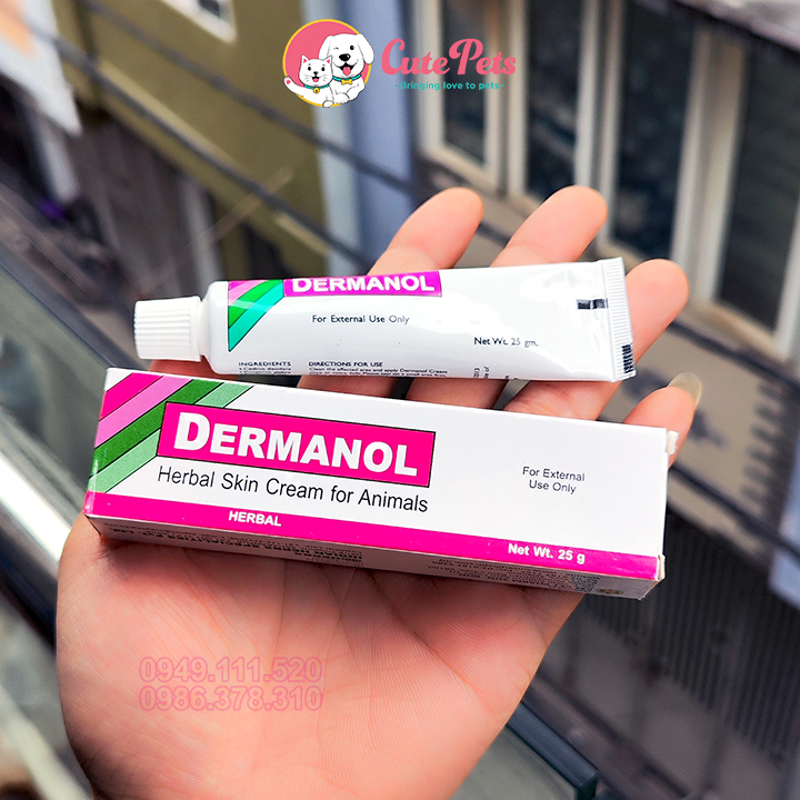 Dermanol Herbal Kem bôi trị nấm, viêm da cho chó mèo Dermanol Herbal Skin Cream 25g ...