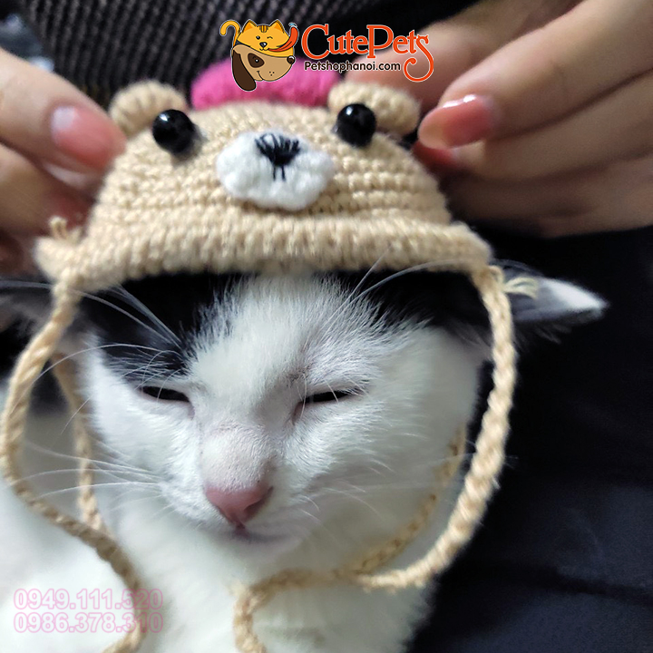 Mũ len đan tay Handmade cho chó mèo - Cutepets