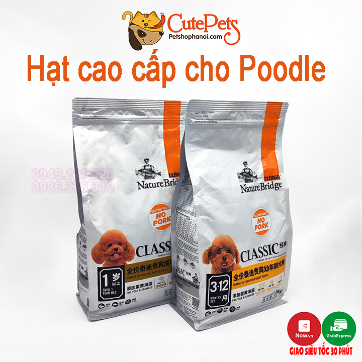 Thức ăn cho chó Nature Bridge 1.5kg Hạt cho chó Poodle - CutePets