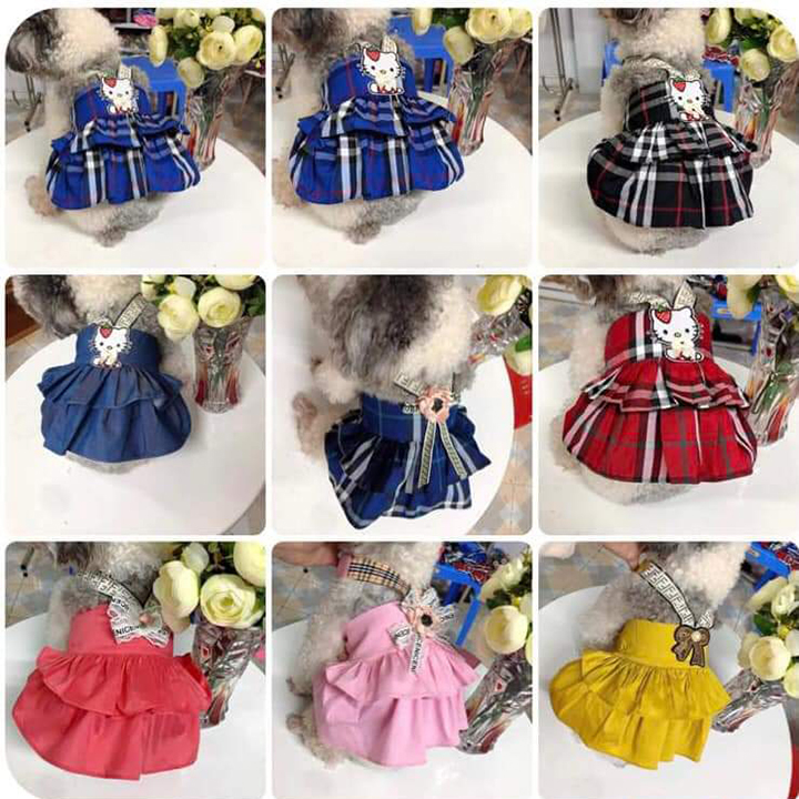 Aixuexi 1 bộ váy cho mèo mềm Bowknot cổ áo búp bê xù HEM dễ thương họa tiết  cún cưng Mèo váy hầu gái với mũ đồ cho thú cưng  Lazadavn