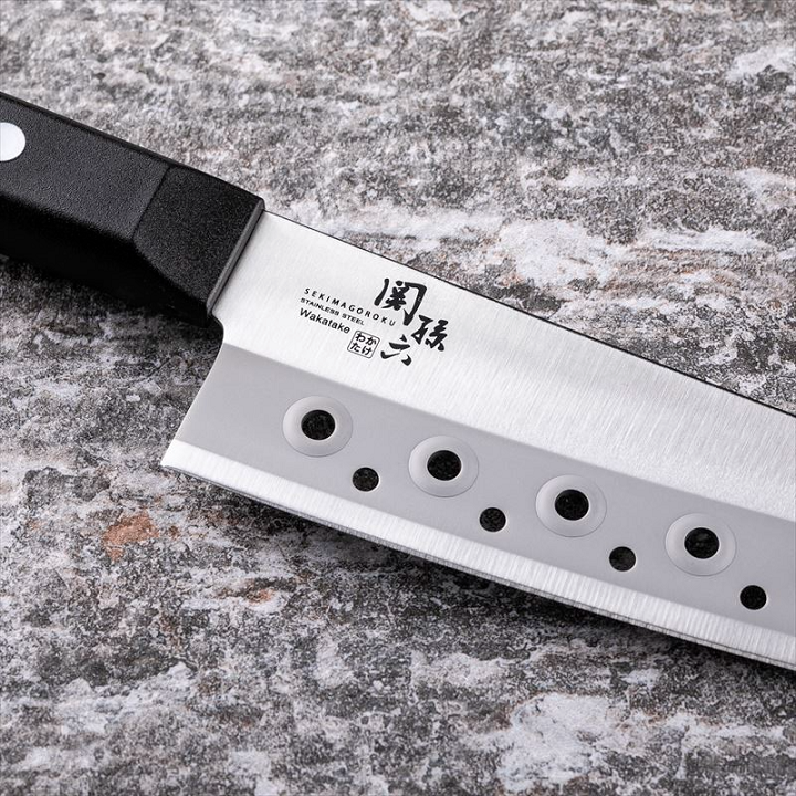 Dao Nhật Seki Magoroku Wakatake, Dao Santoku Hollow 16.5cm AB-5419