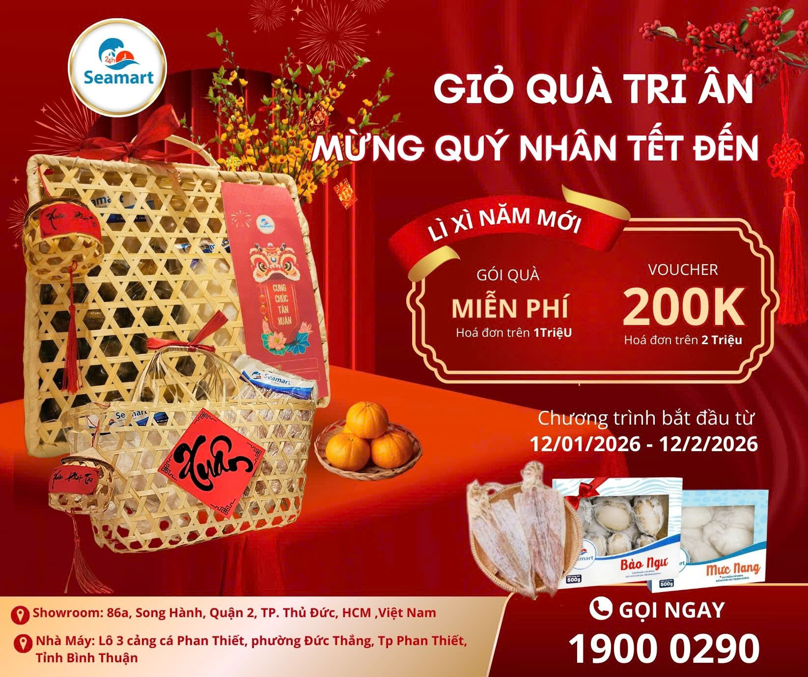 Miễn phí gói quà 24h Seamart