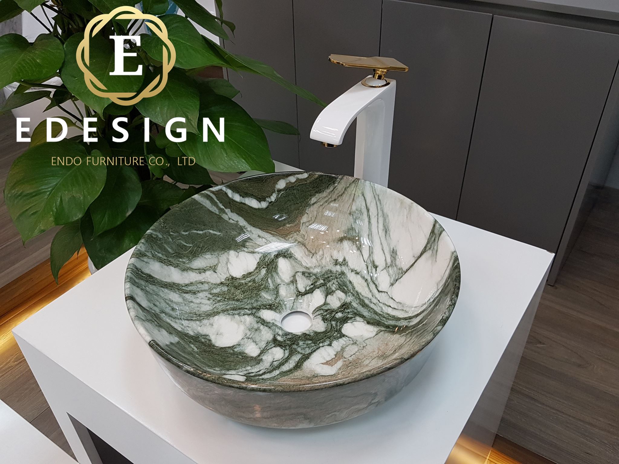 Chậu rửa Ceramic Lavabo vân đá tròn