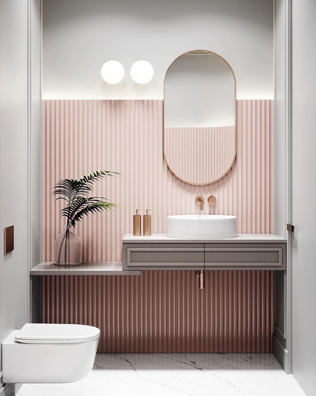 Phòng tắm tone màu hồng