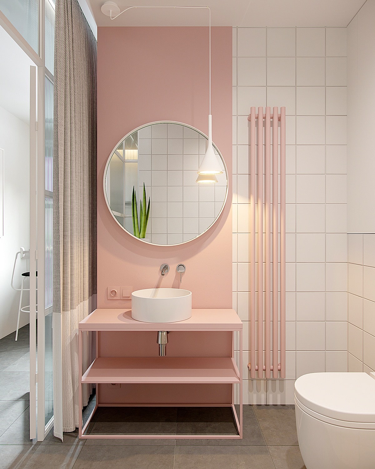 Thiết kế phòng tắm với tone hồng