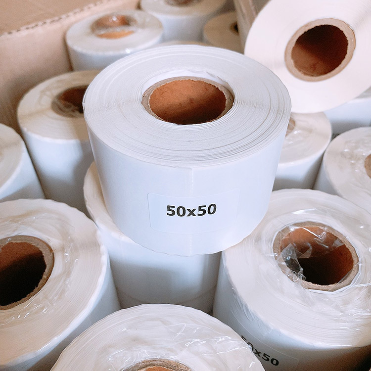 Decal cảm nhiệt trực tiếp máy in mã vạch kích thước 50mm x 50mm