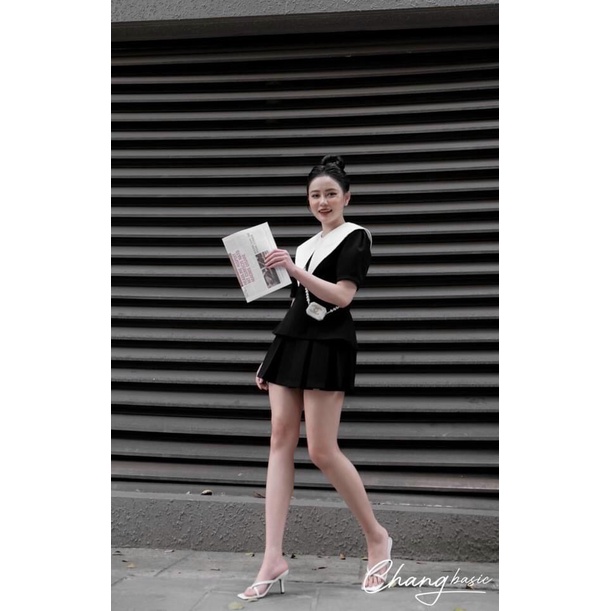 SET BỘ SƠ MI CỔ TRẮNG MIX CV LY CHO NỮ