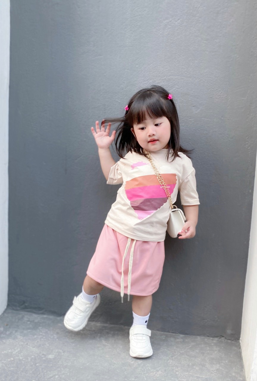 SET BÉ GÁI ÁO BE TRÁI TIM CVAY HỒNG