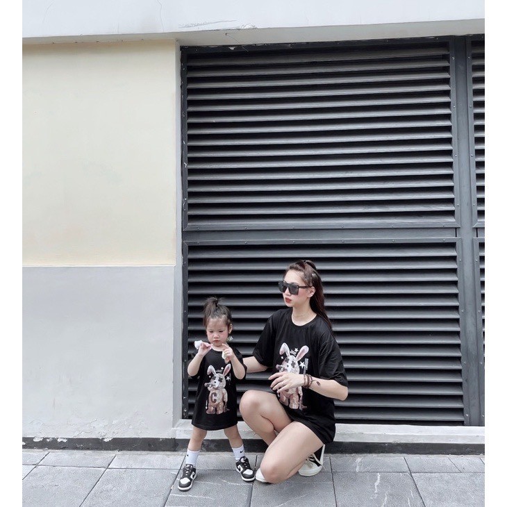 ÁO PHÔNG MẸ CON THỎ NÂU