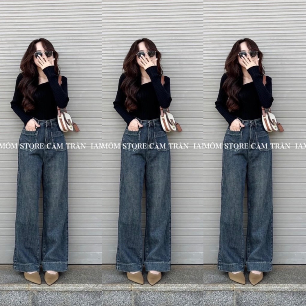 QUẦN JEAN SUÔNG GẤU TO XANH ĐẬM M5111