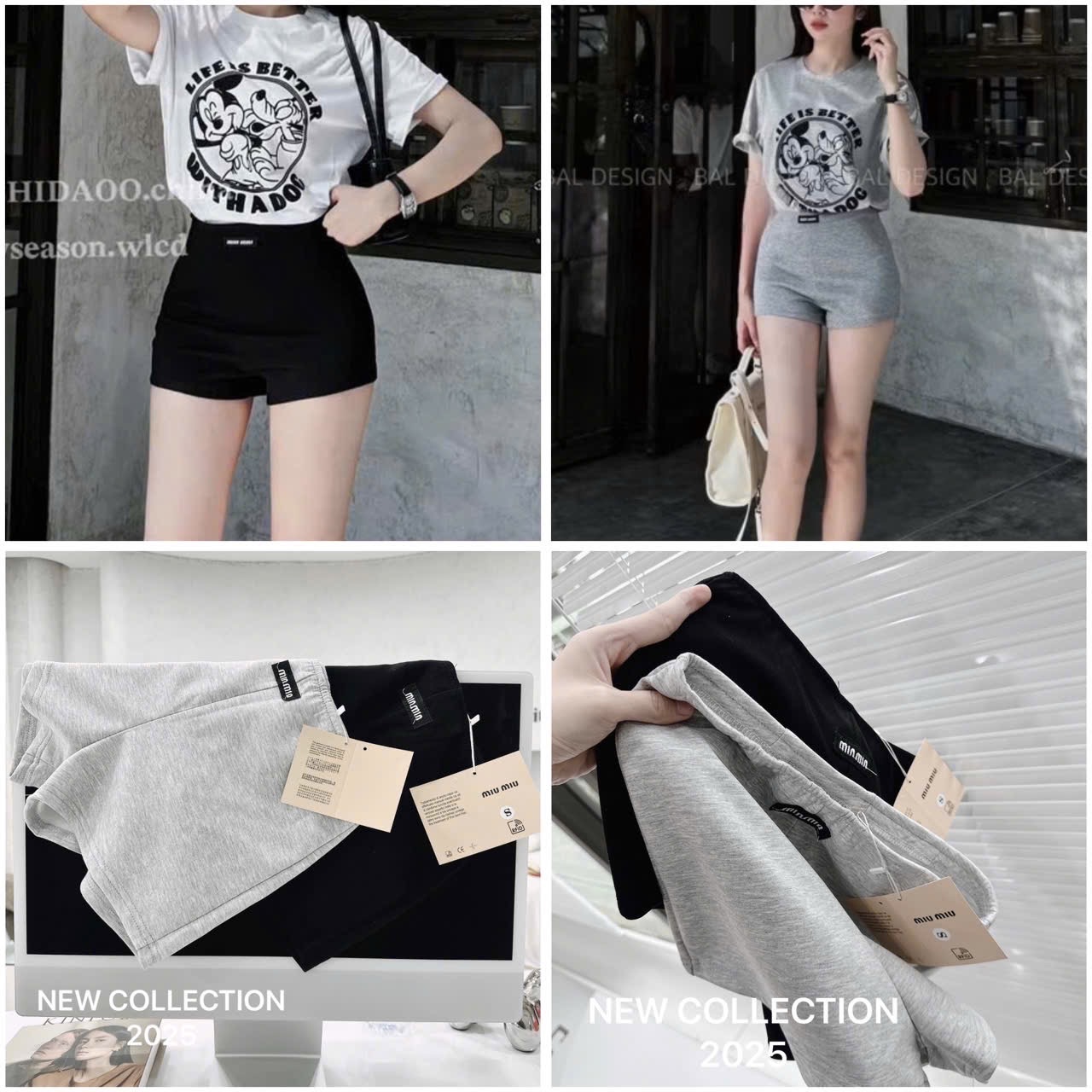 - SET 2 QUẦN ĐÙI ZIP ĐEN GHI MIUMIU