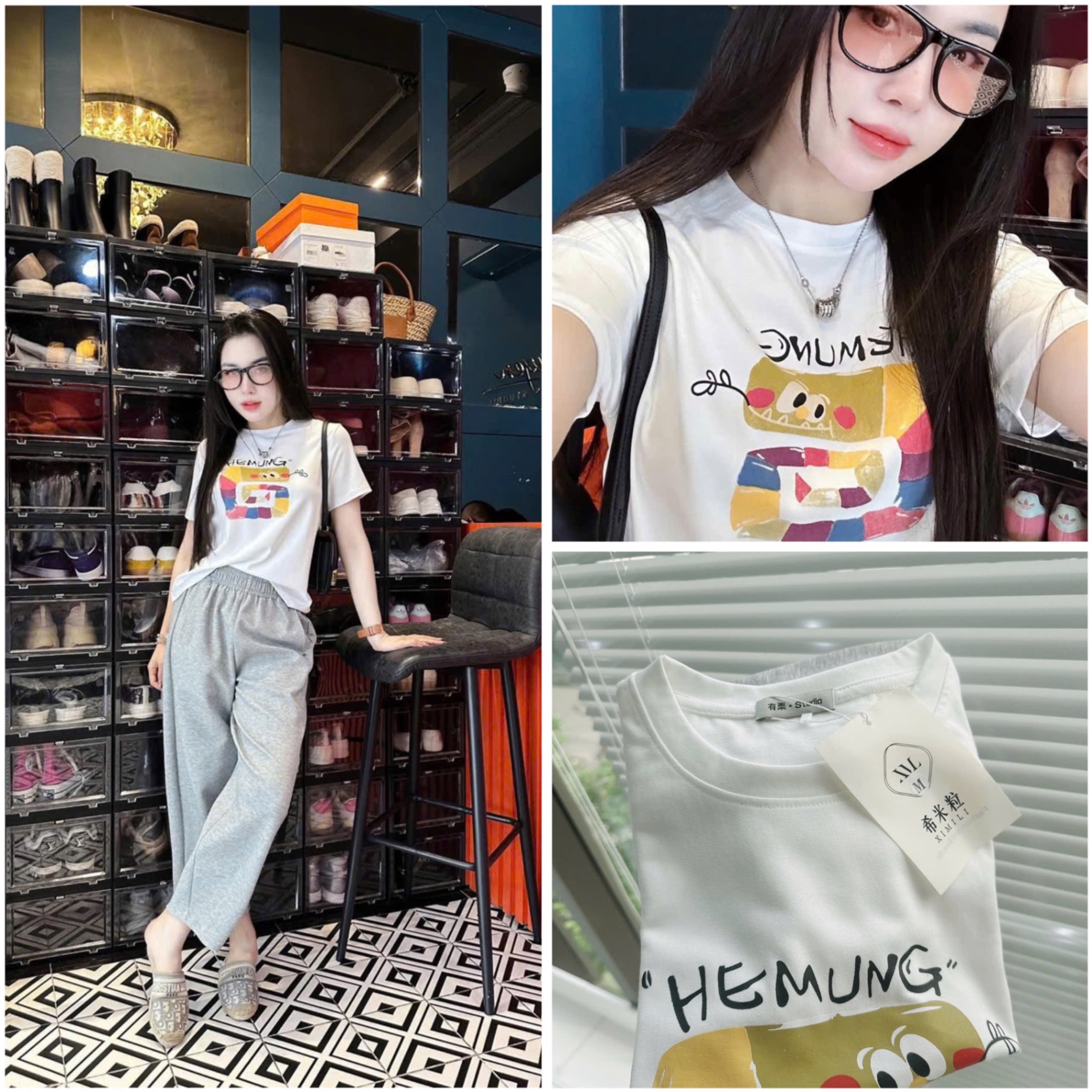 SET ÁO TRẮNG SỐ 6 MIX QUẦN BAGGY LI GÂN