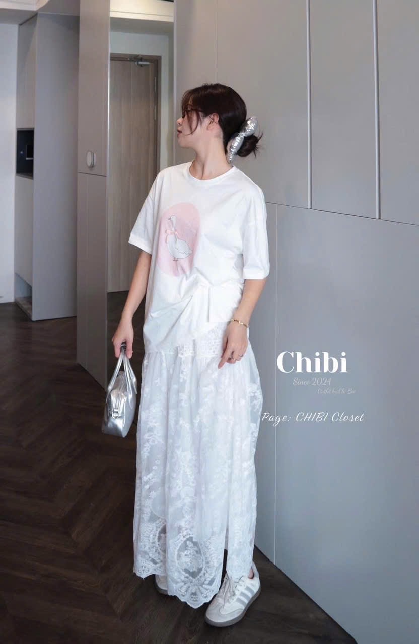CHÂN VÁY VOAN REN HOA NỔI MIDI M882 QCCC