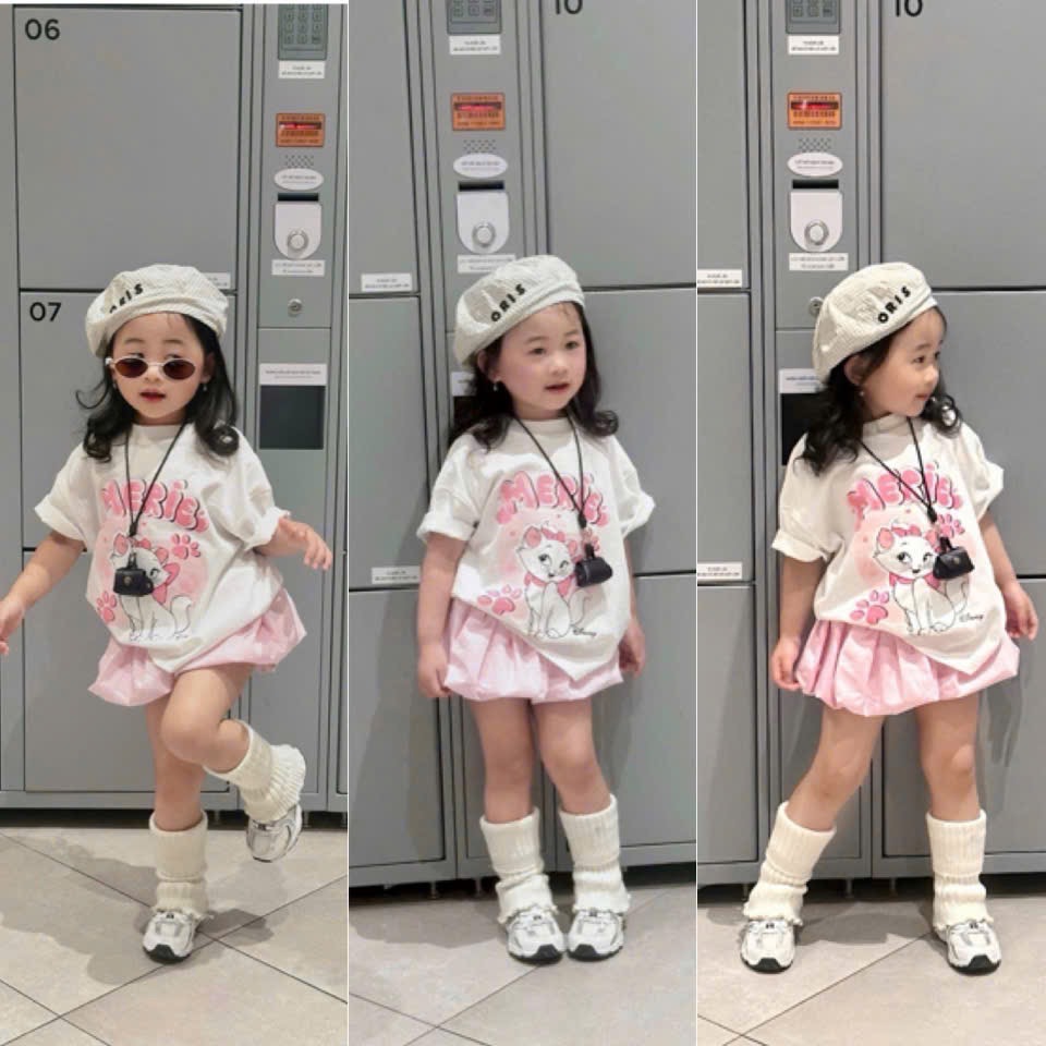 - SET BÉ GÁI ÁO TRẮNG MÈO MERIE CVAY BỒNG