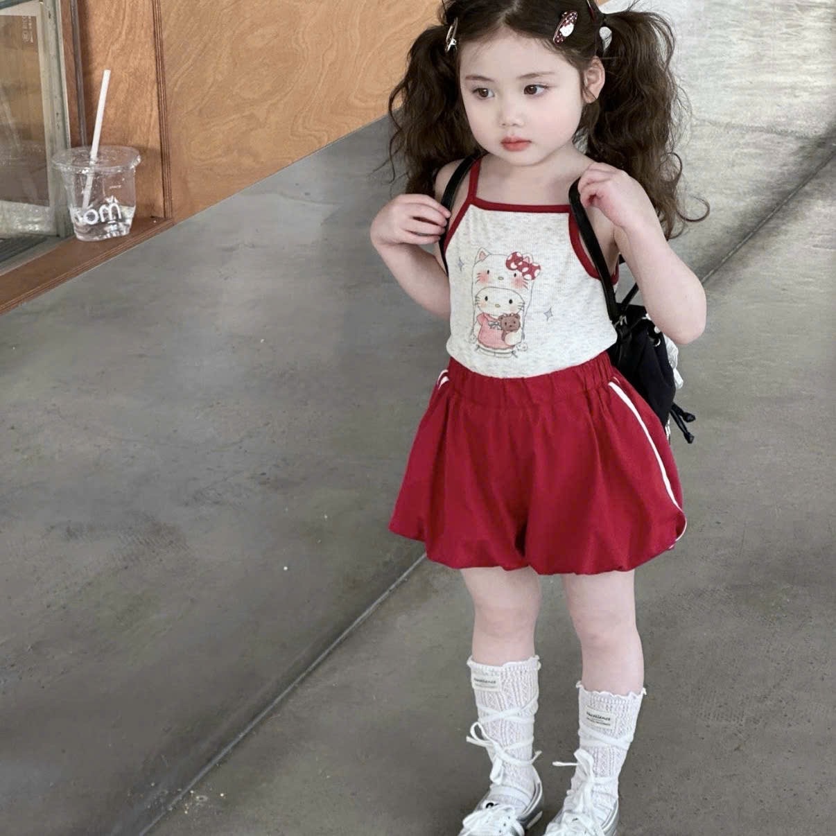 - BỘ ĐÙI BÉ GÁI 2S MÈO NƠ QUẦN ĐỎ