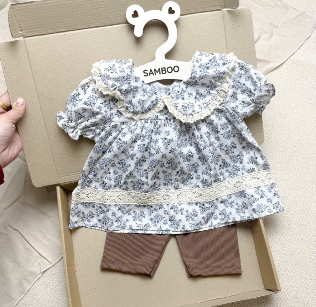 XẢ KHO BỘ HOA XÁM CỔ SEN QUẦN LEGGING BG