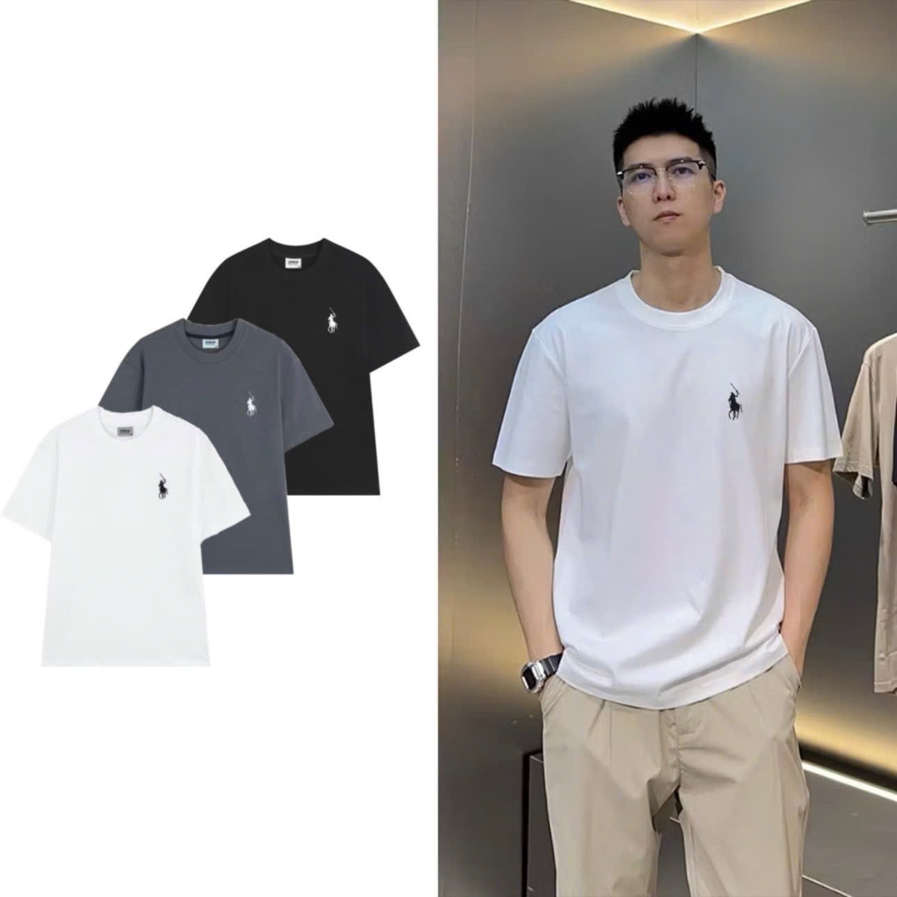 - SET 3 ÁO NAM TỔ ONG THÊU KỊ SĨ đen xám trắng