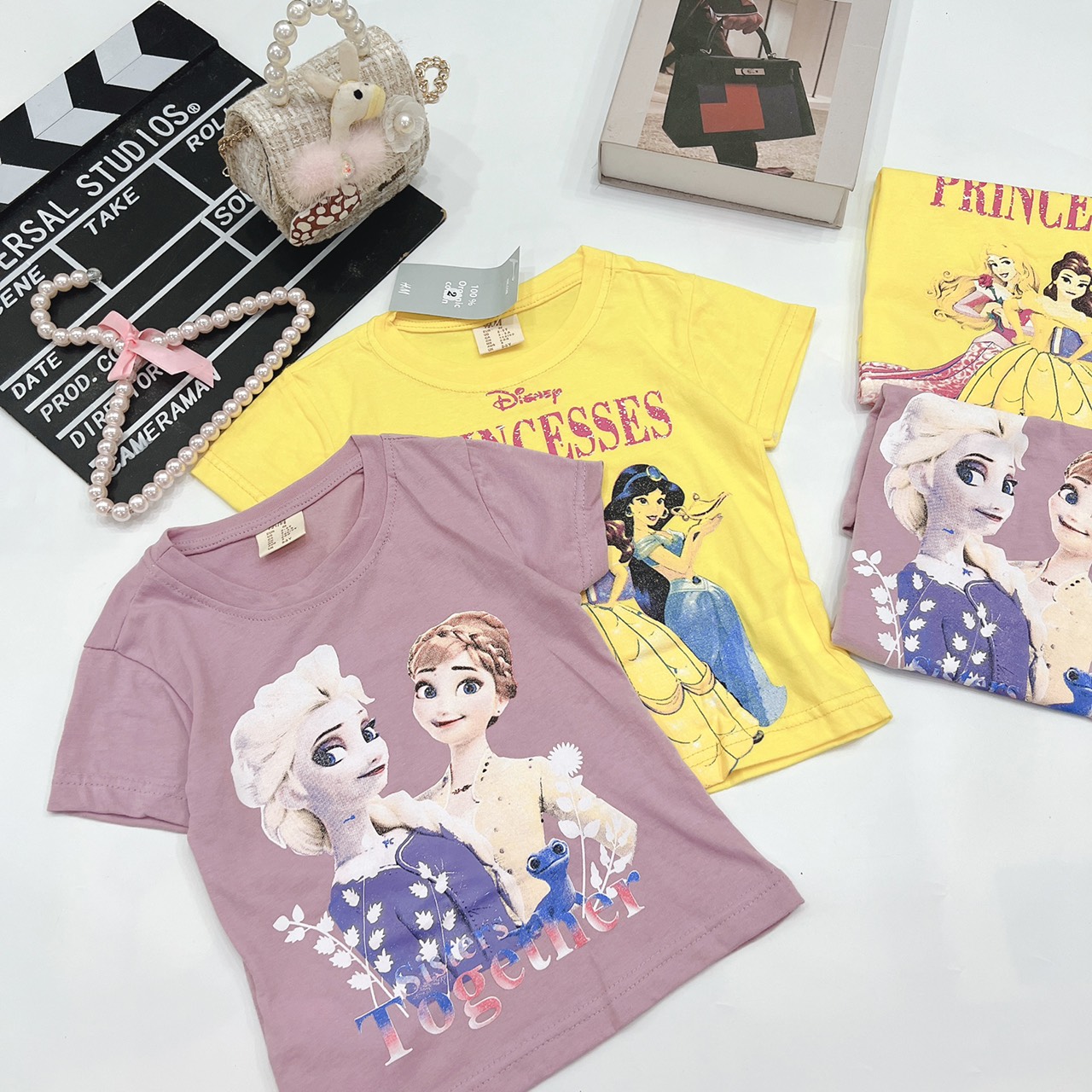 SET 2 ÁO PHÔNG BÉ GÁI TÍM VÀNG ELSA ANNA