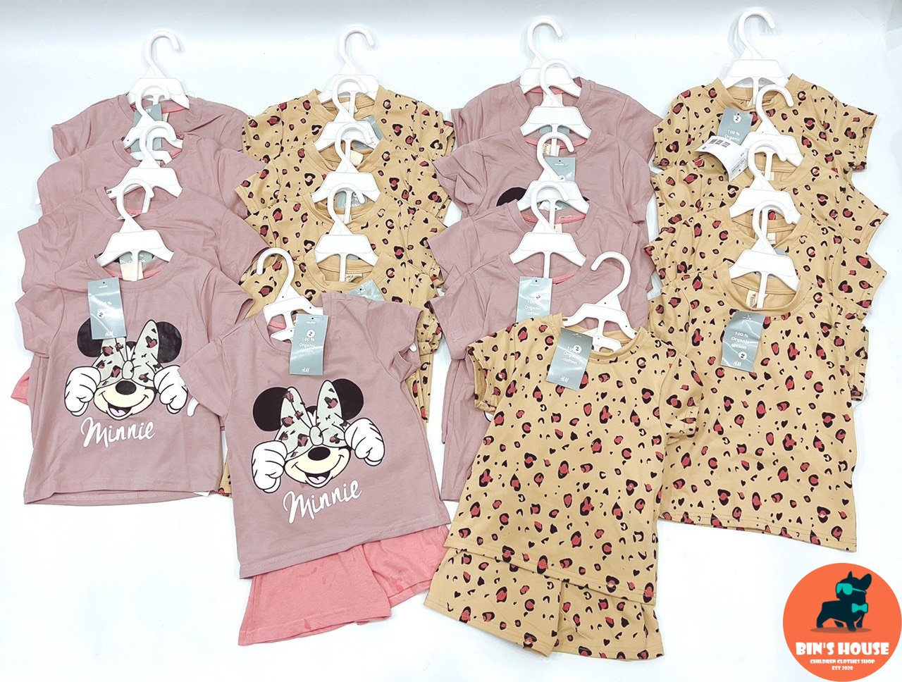 SET 2 BỘ ĐÙI BÉ GÁI HỒNG BÁO MICKEY