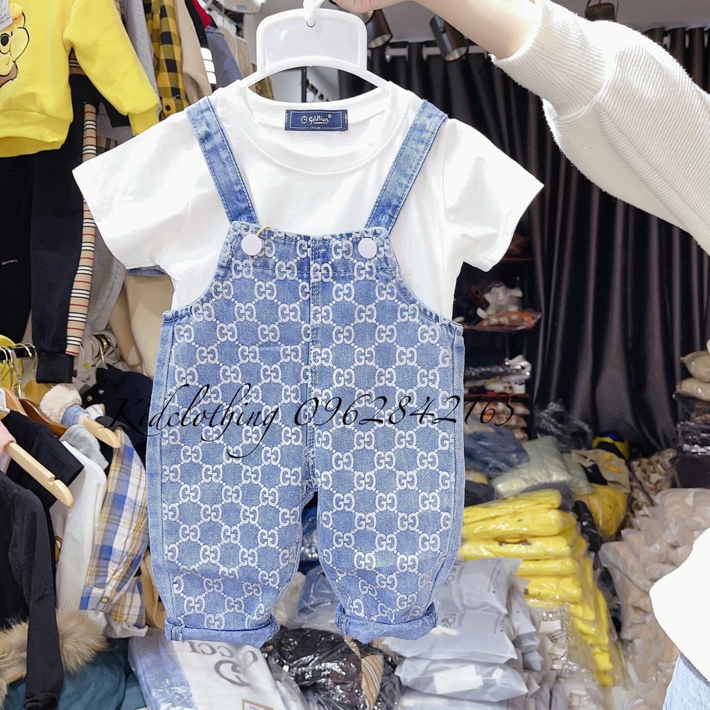 BÁN SỈ- SET YẾM BÒ ÁO PHÔNG TRẮNG GU CHÌ BÉ TRAI 2 MÀU