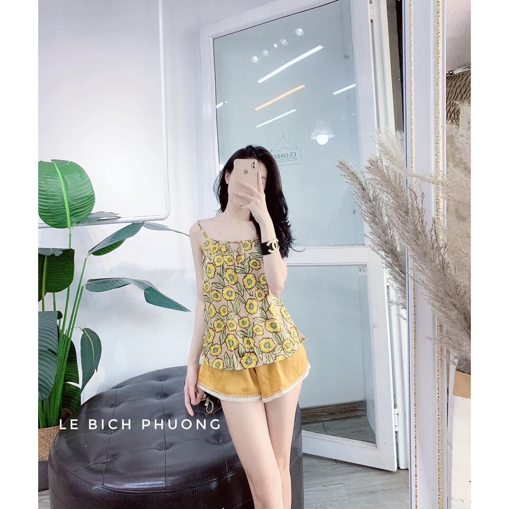 BỘ LỤA 2 DÂY ÁO HOA