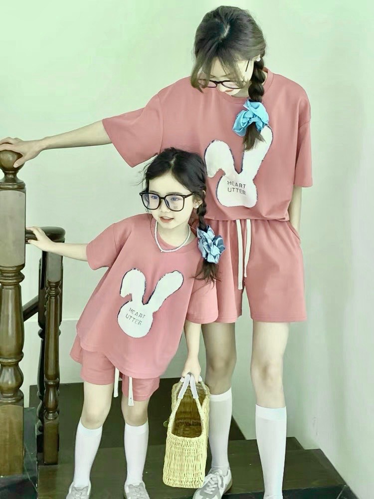 SET ĐÔI MẸ BÉ HỒNG THỎ TRẮNG HEART