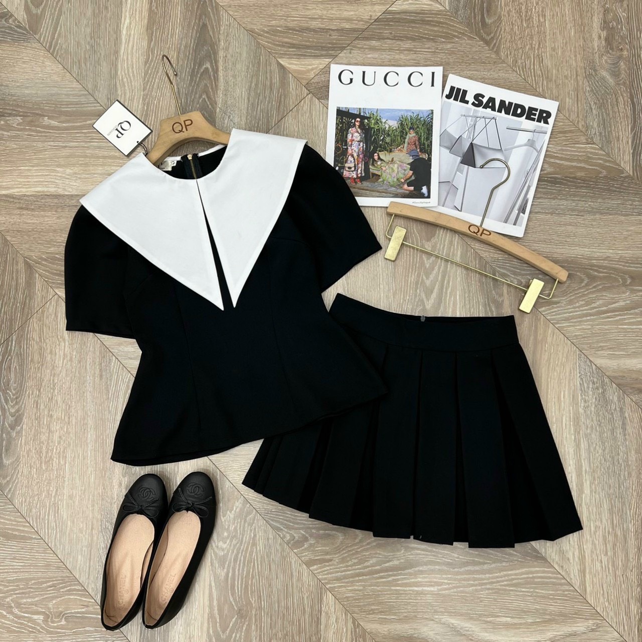 BÁN SỈ SET BỘ SƠ MI CỔ TRẮNG MIX CV LY CHO NỮ
