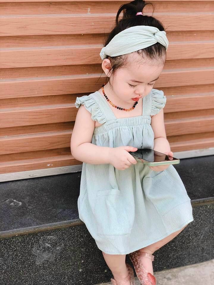 SÉT 2 ÁO ĐŨI BÉ GÁI CÁNH TIÊN XANH TRẮNG