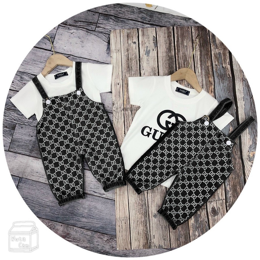 BÁN SỈ- SET YẾM BÒ ÁO PHÔNG TRẮNG GU CHÌ BÉ TRAI 2 MÀU