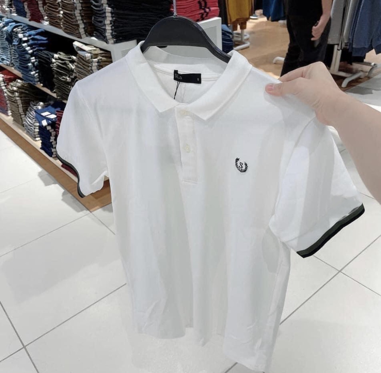 ÁO POLO NAM CỘC TAY THÊU NGỰC VÒNG HOA S
