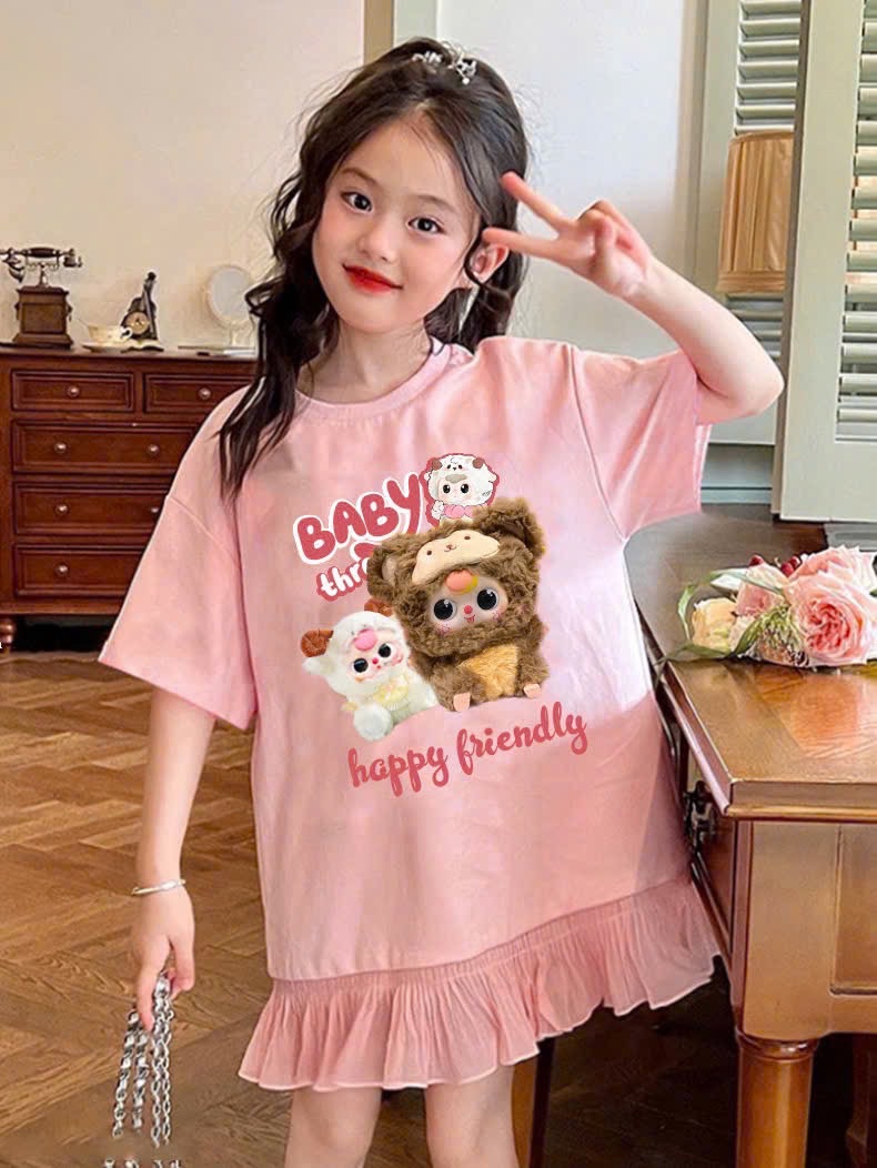 - VÁY BÉ GÁI SIZE ĐẠI HỒNG BABY3 FRIENDLY BÈO
