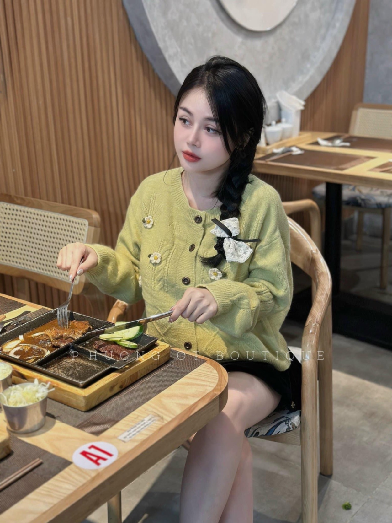 ÁO LEN CDG XANH CỐM ĐÍNH HOA QCCC